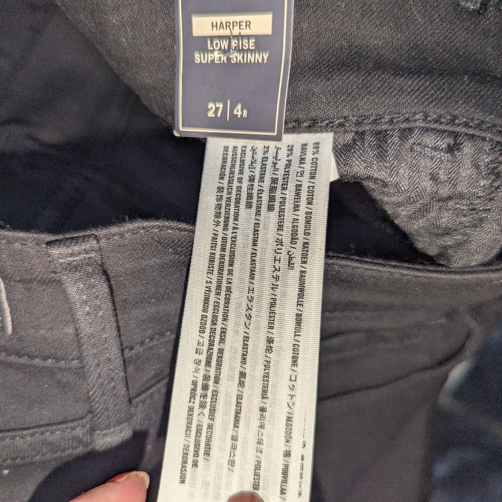 27/4 NWT Abercrombie & Fitch Black Harper Low Rise Super Skinny Jeans - Picture 5 of 5